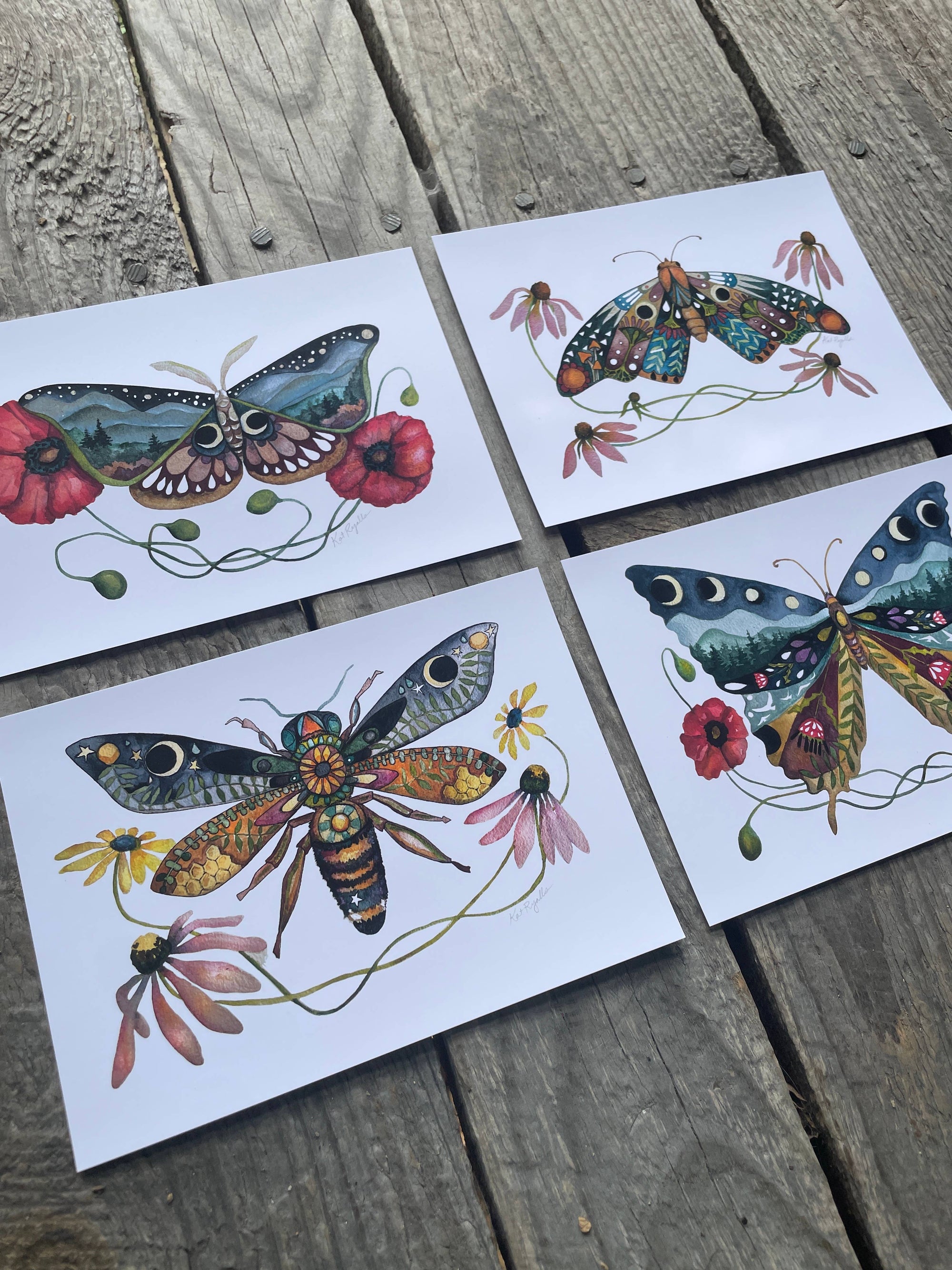 Wings and Blooms Moth Art Print