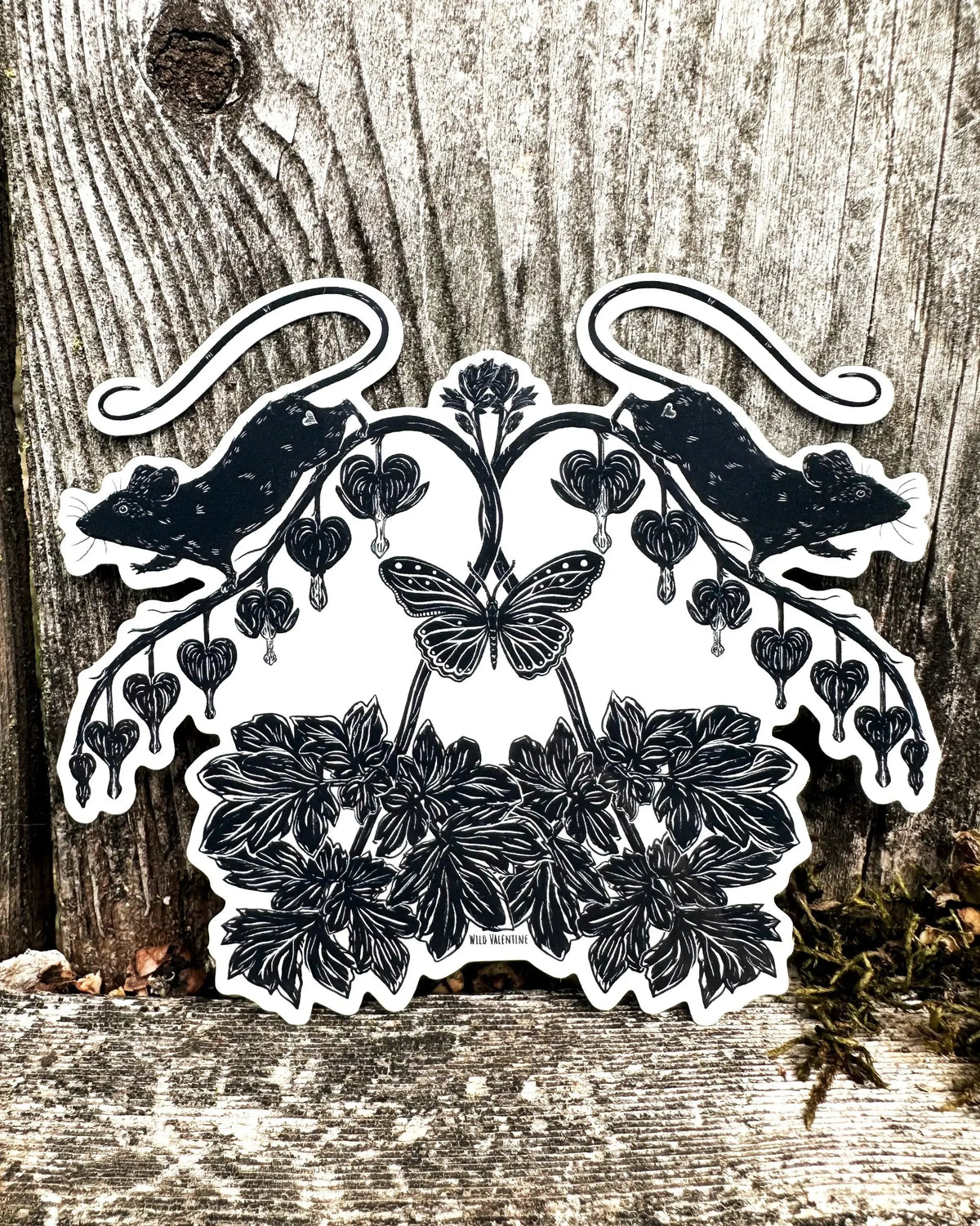 Mice &amp; Bleeding Heart Sticker
