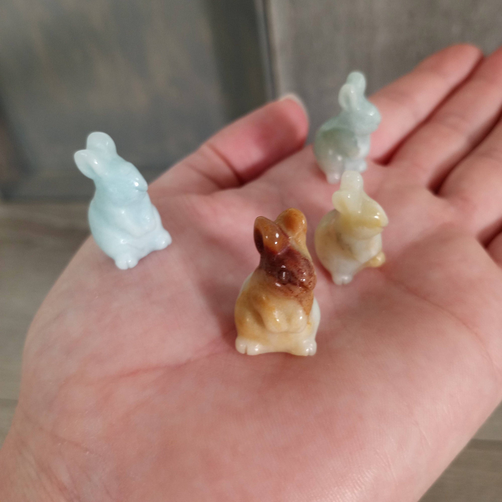 Rose Quartz Bunny Rabbit Carved Gemstone Figurine