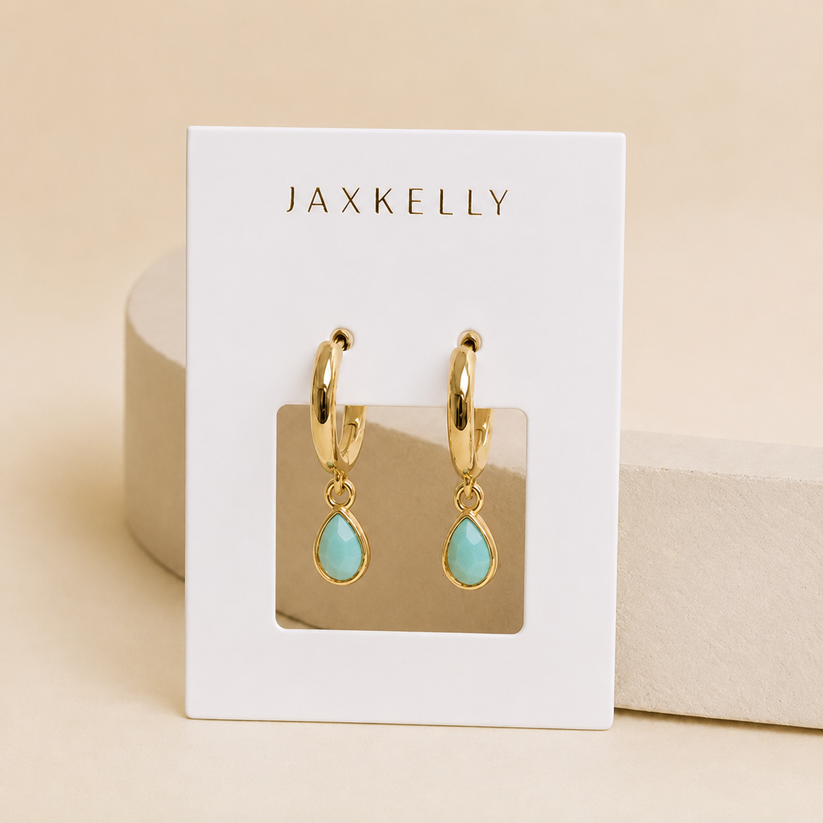 Amazonite Teardrop Charm Hoop
