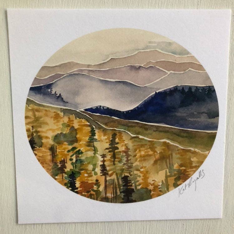 Blue Ridge Layers Watercolor Print: 8x10”
