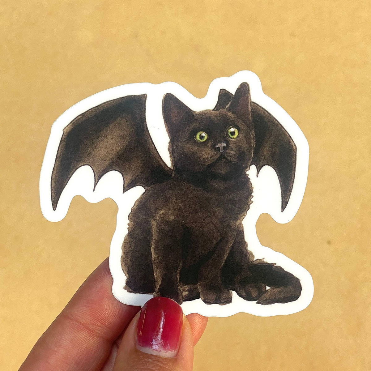 Sitting Down Bat Kitten Vinyl Sticker