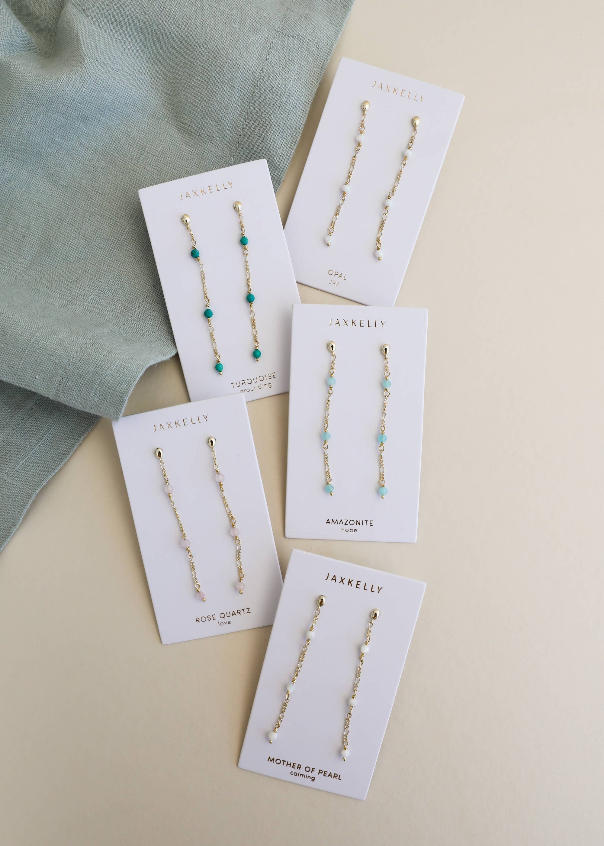 Gemstone Chain Drop Earring - Turquoise