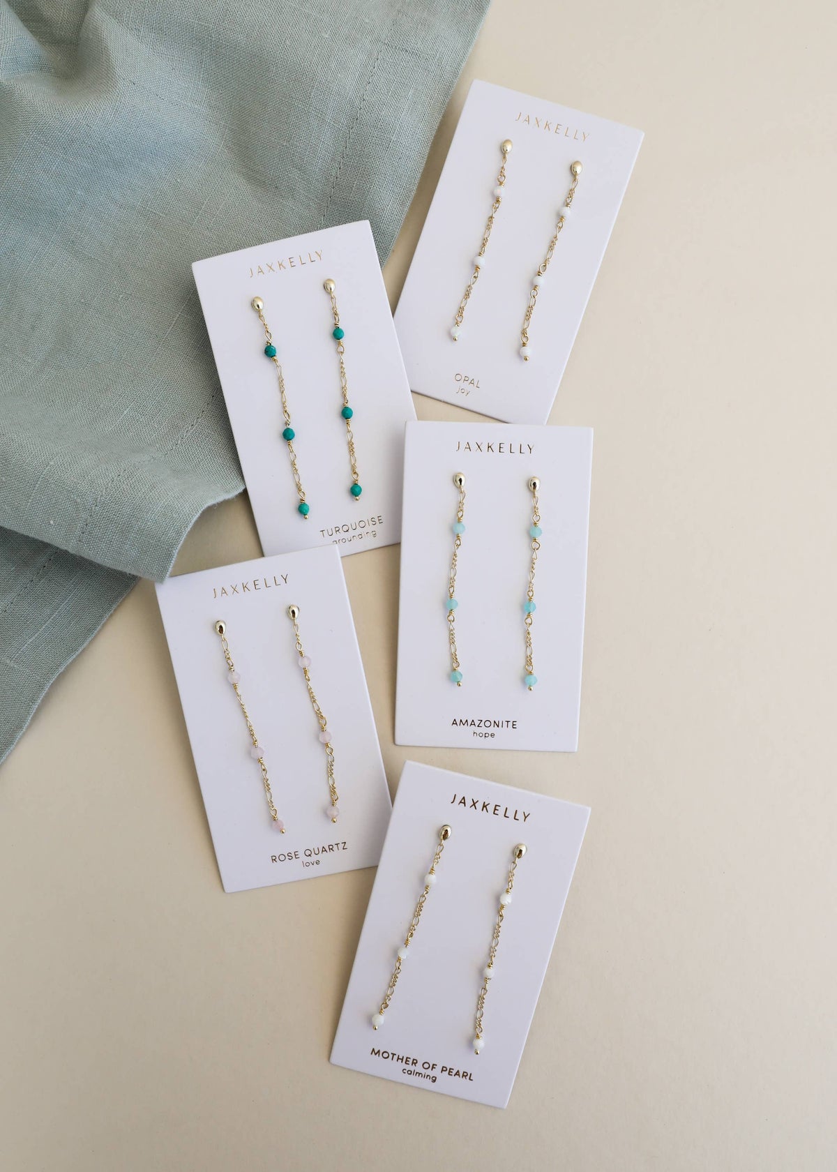 Gemstone Chain Drop Earring - Amazonite