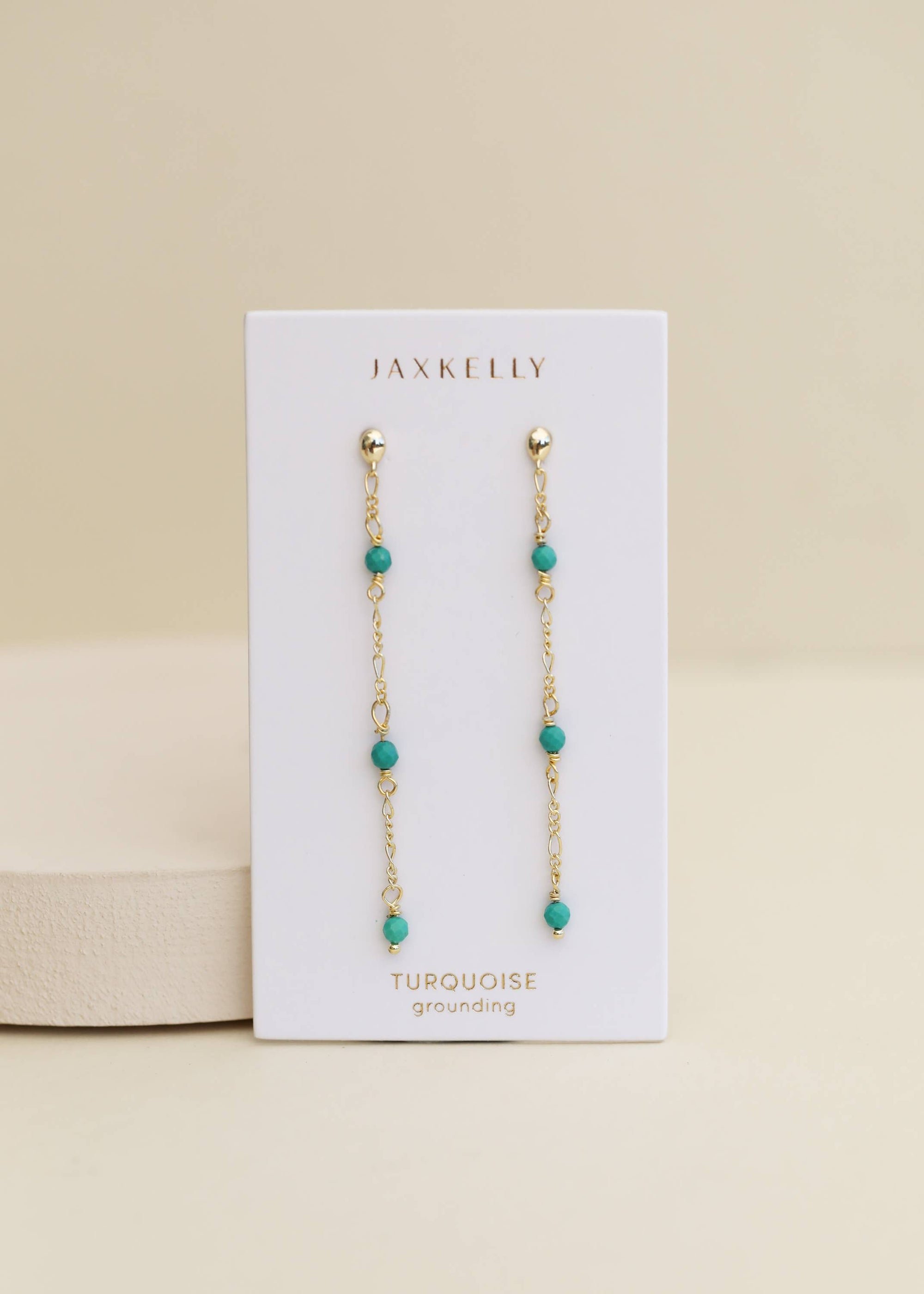 Gemstone Chain Drop Earring - Turquoise