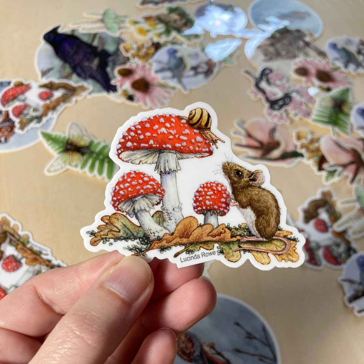 Field Mouse with Fly Agaric - Vinyl Sticker