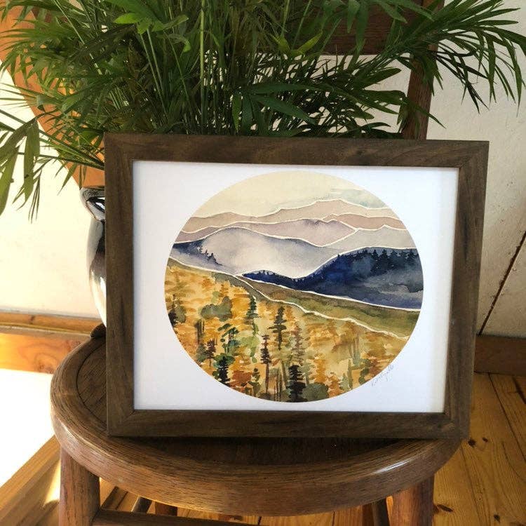 Blue Ridge Layers Watercolor Print: 11x14”