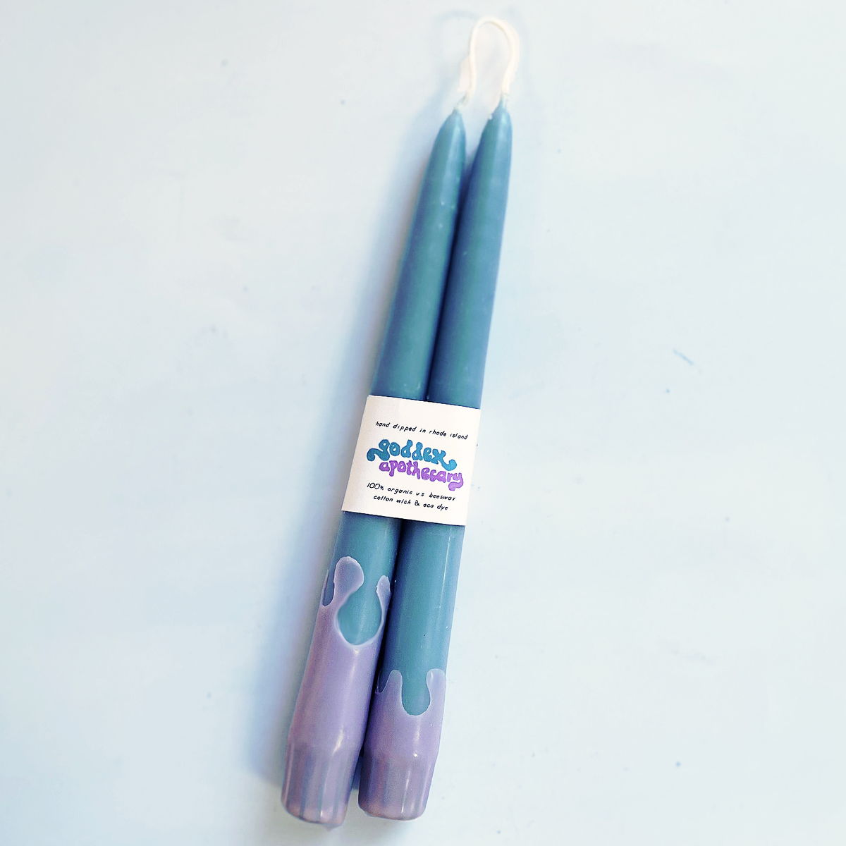 Wavey Organic Beeswax 9&quot; Taper Candles: Black and white