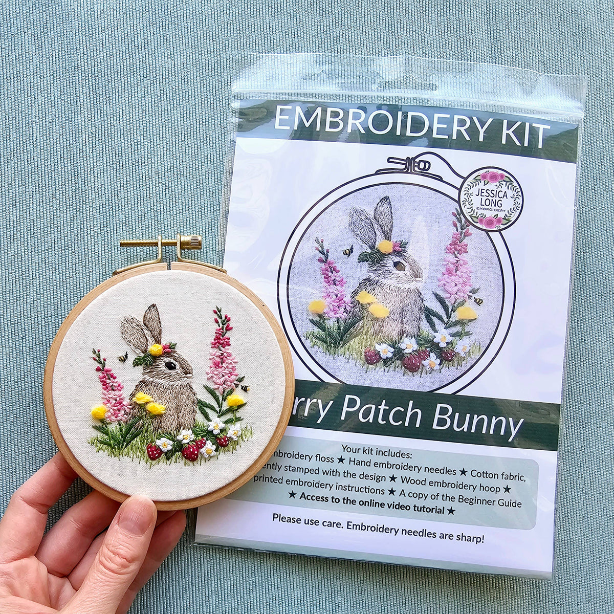 Berry Patch Bunny hand embroidery craft kit
