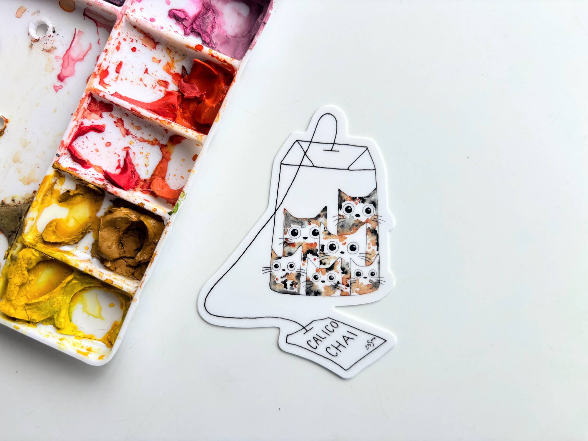 Calico Cat Chai Tea Vinyl Sticker