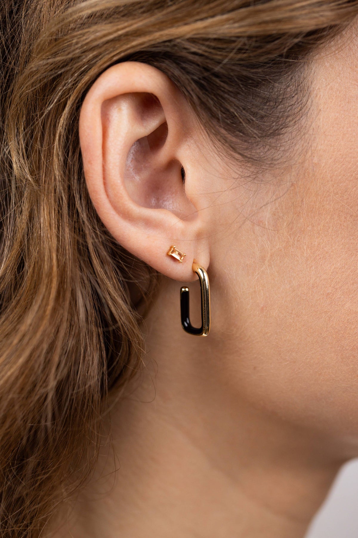 Baguette - Champagne - Gold Earrings