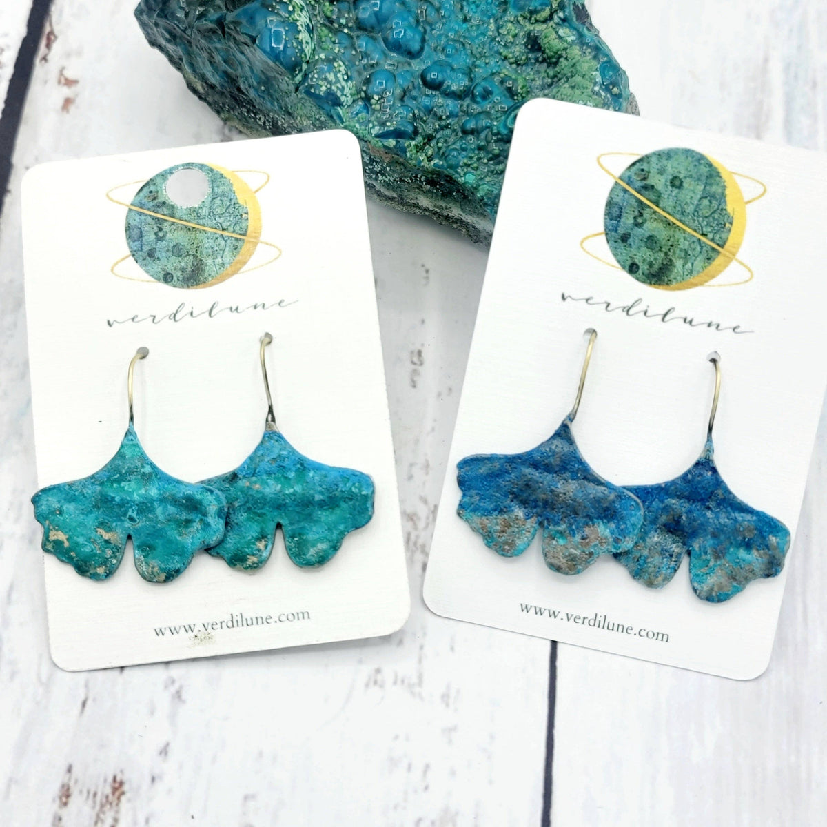 Ginkgo Leaf Sultry Summer Brass Earrings