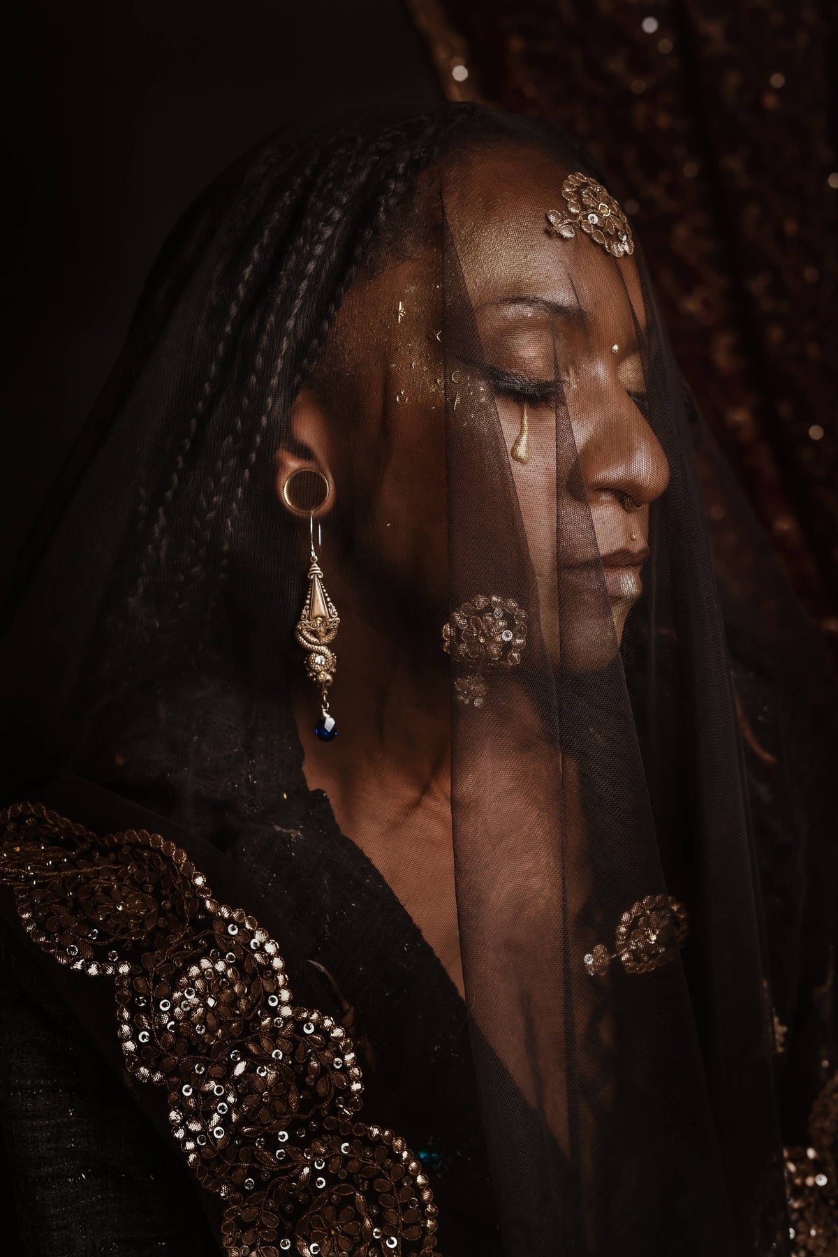 Down Coil: Tail Earrings: Labradorite