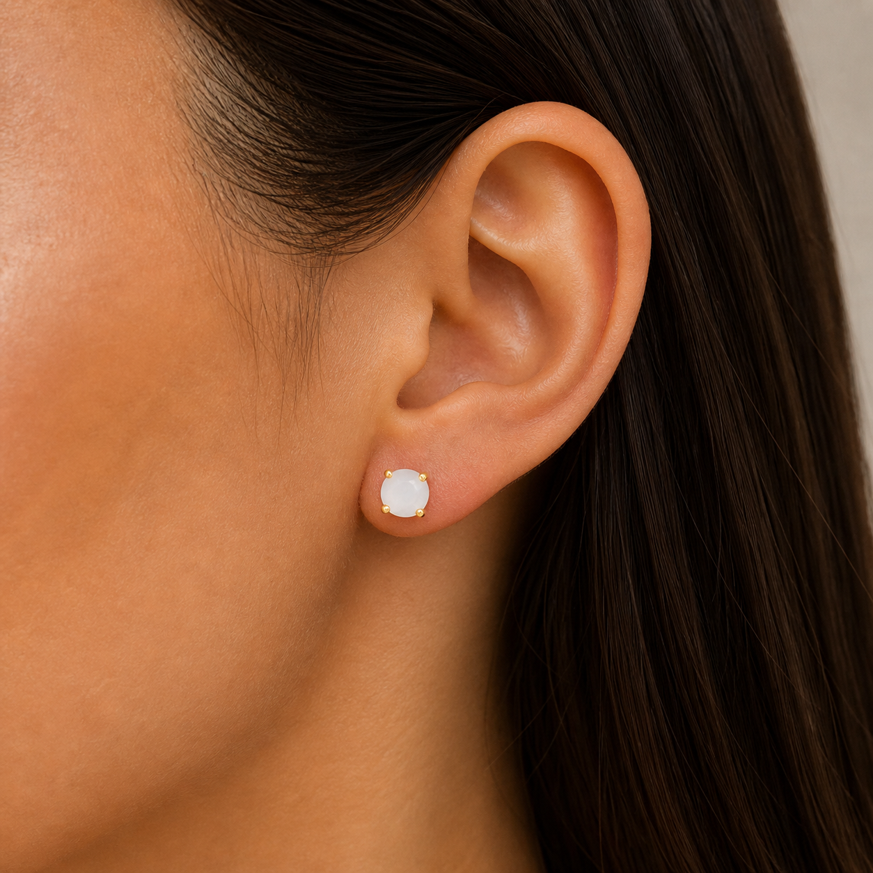 Mother of Pearl Gemstone - Gold Earrings