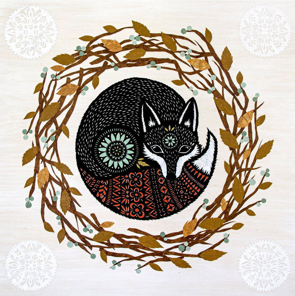 Safe In This Bed - 8 x 8 inch Cut Paper Art Print