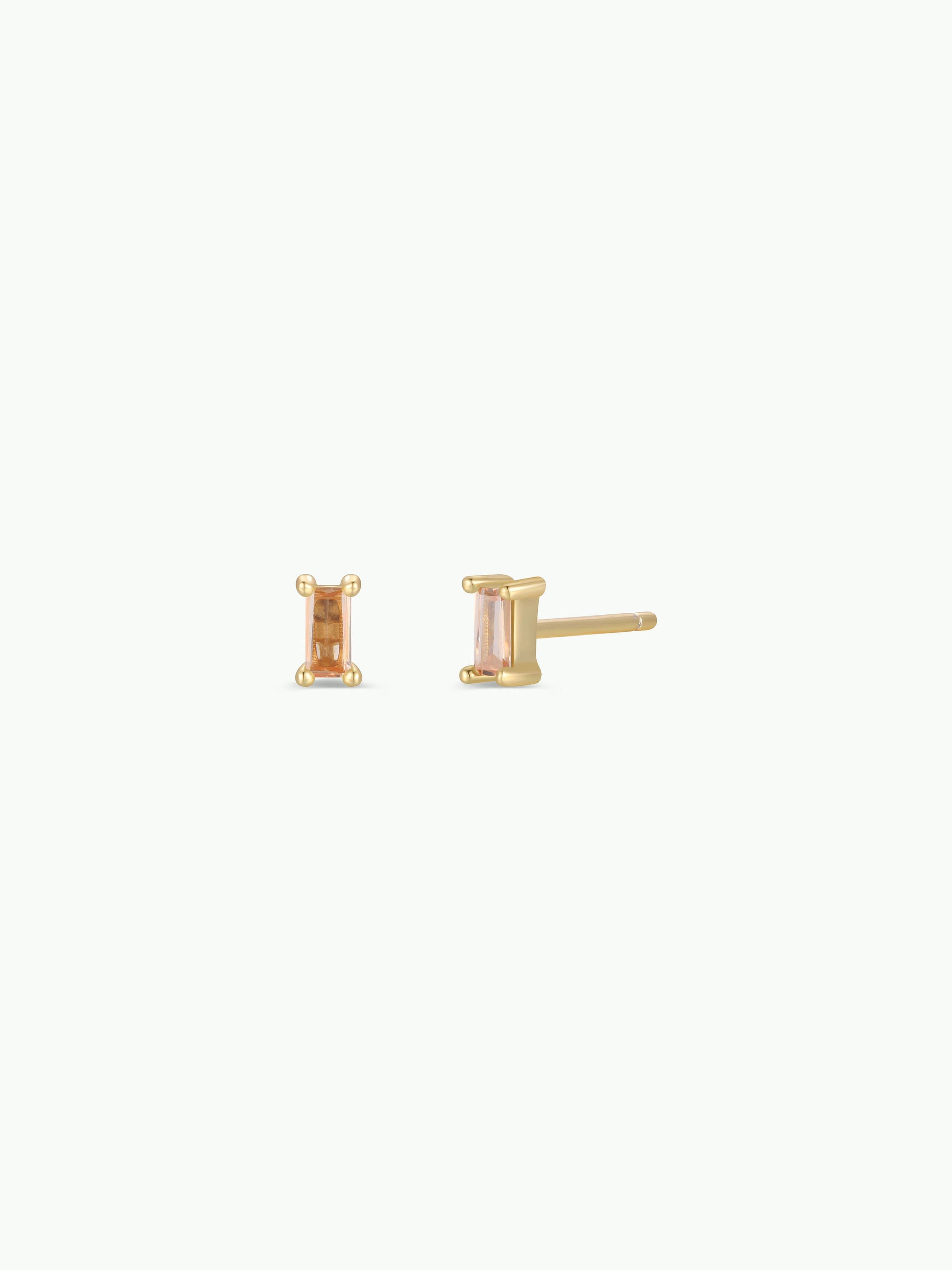 Baguette - Champagne - Gold Earrings