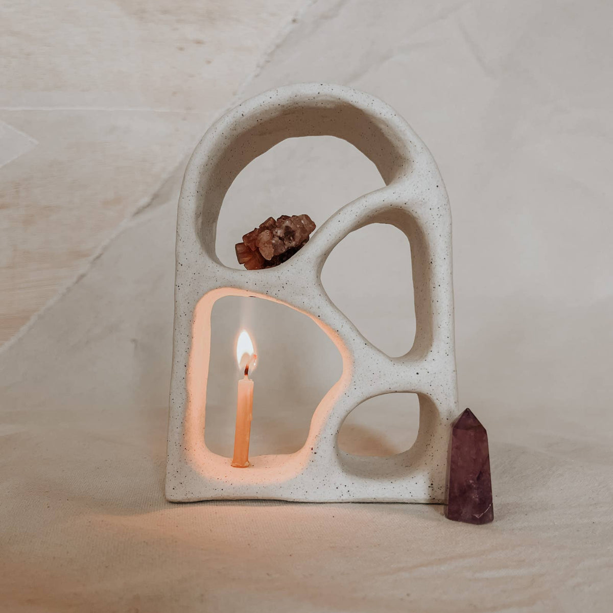 Beige Handmade Ceramic Altar – Ritual & Meditation Decor