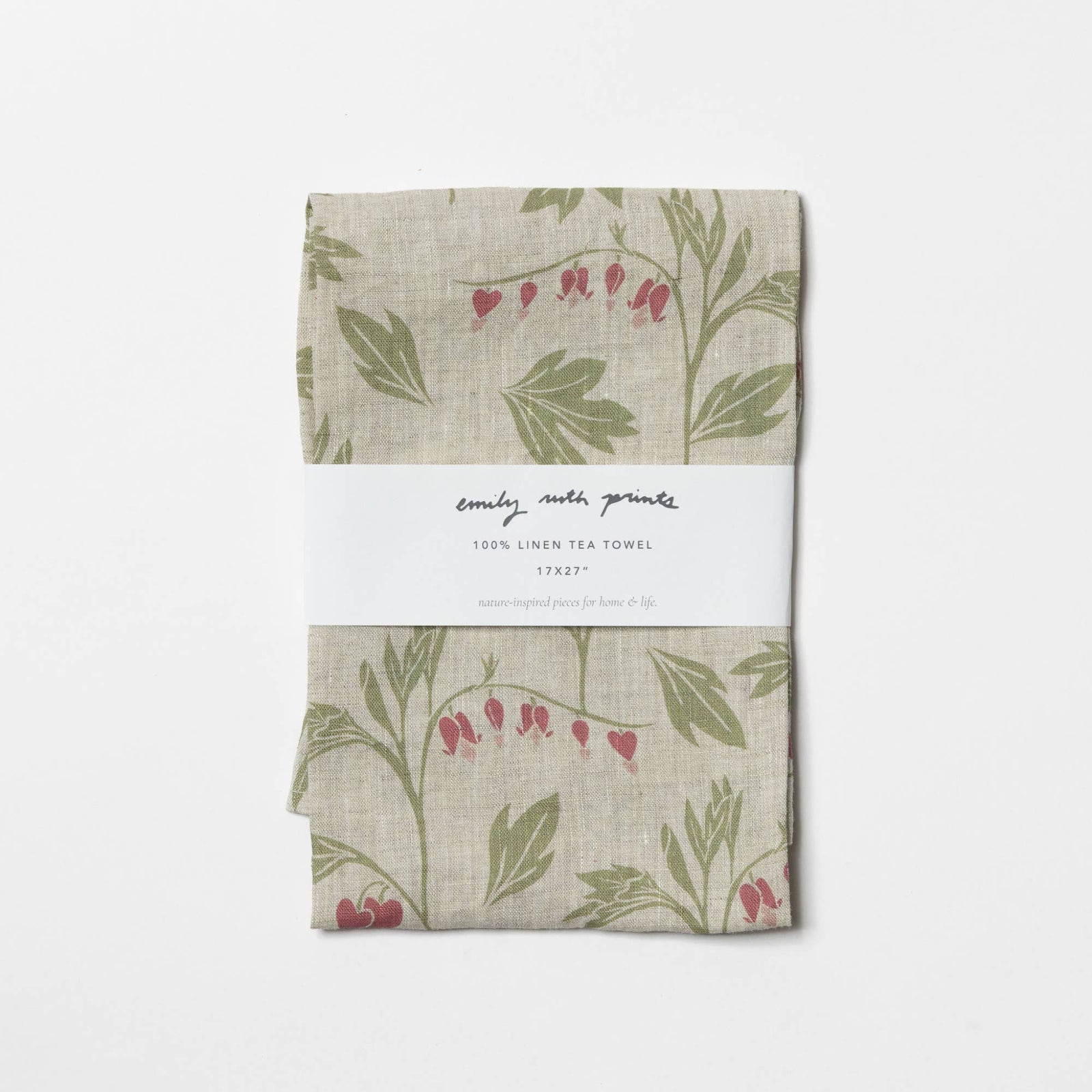Bleeding Heart Light Linen Tea Towel