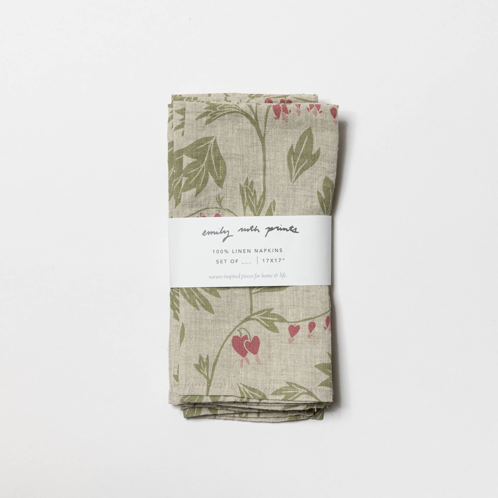 Bleeding Heart Light Linen napkins (Set of 2)