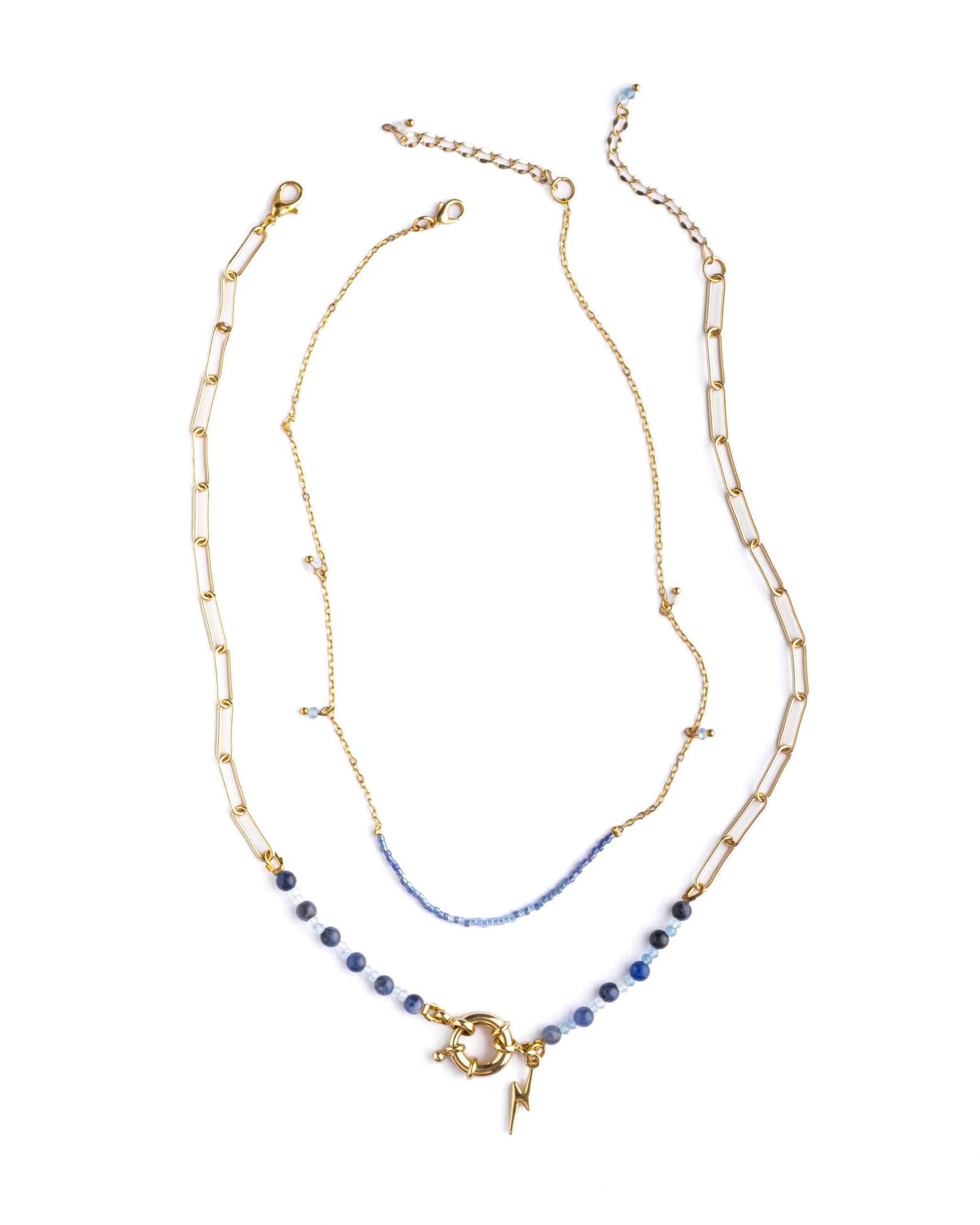 Celestial Beaded Charm and Chain Set 2 Layering Necklaces