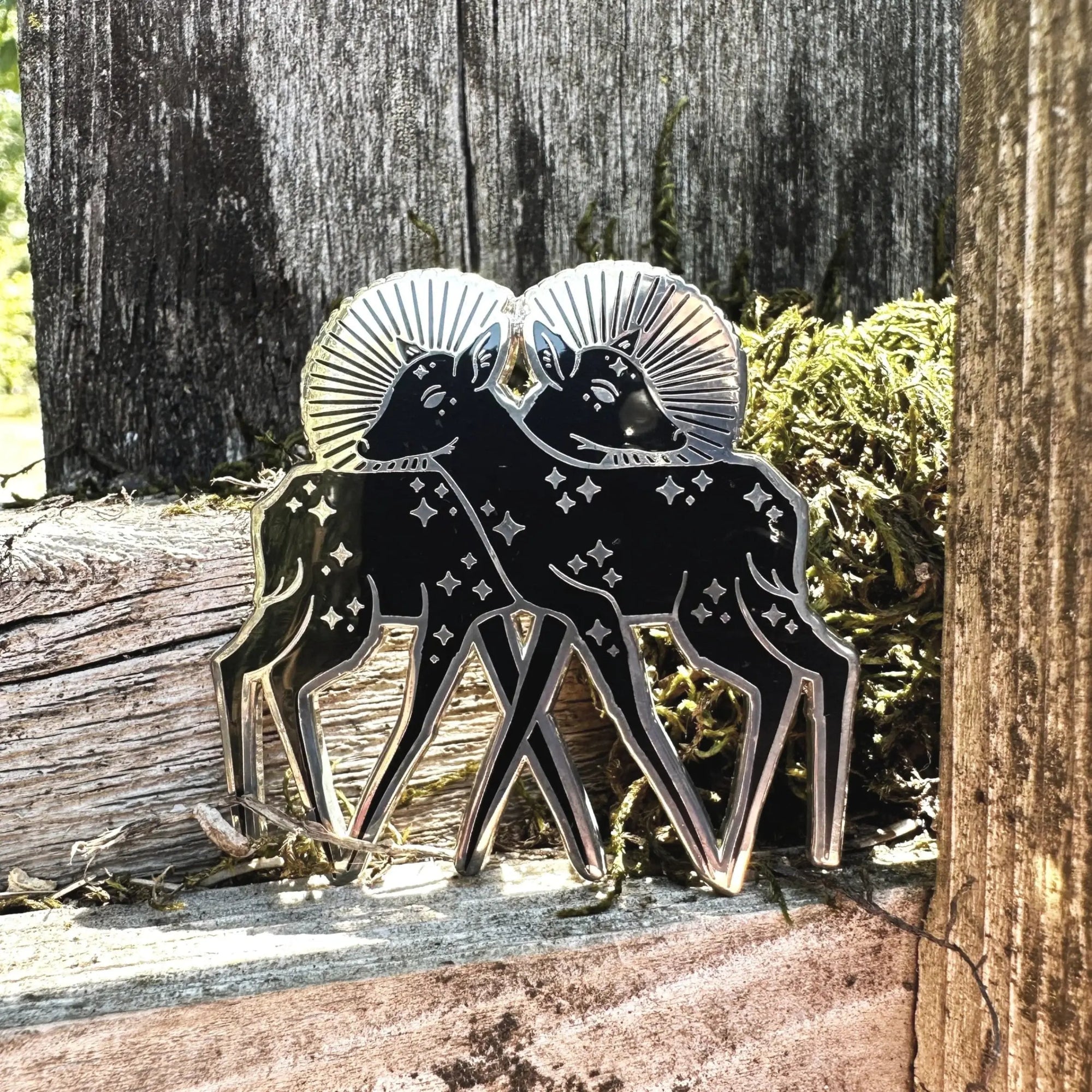 Celestial Twin Fawns Enamel Pin