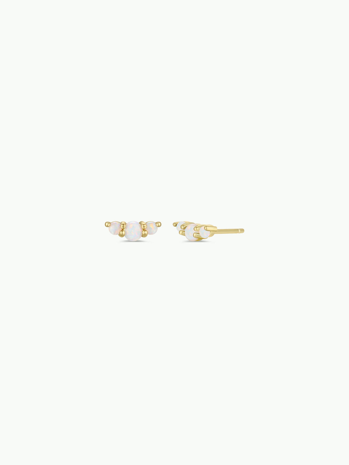 Crescent Gold Earrings - White Opal