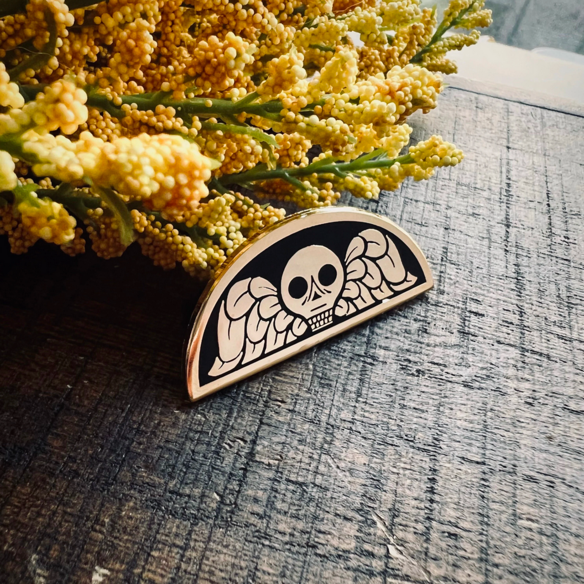 Death's Head Gold Enamel Pin
