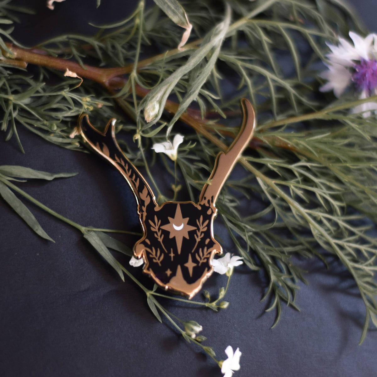 Deer Skull Celestial Enamel Pin