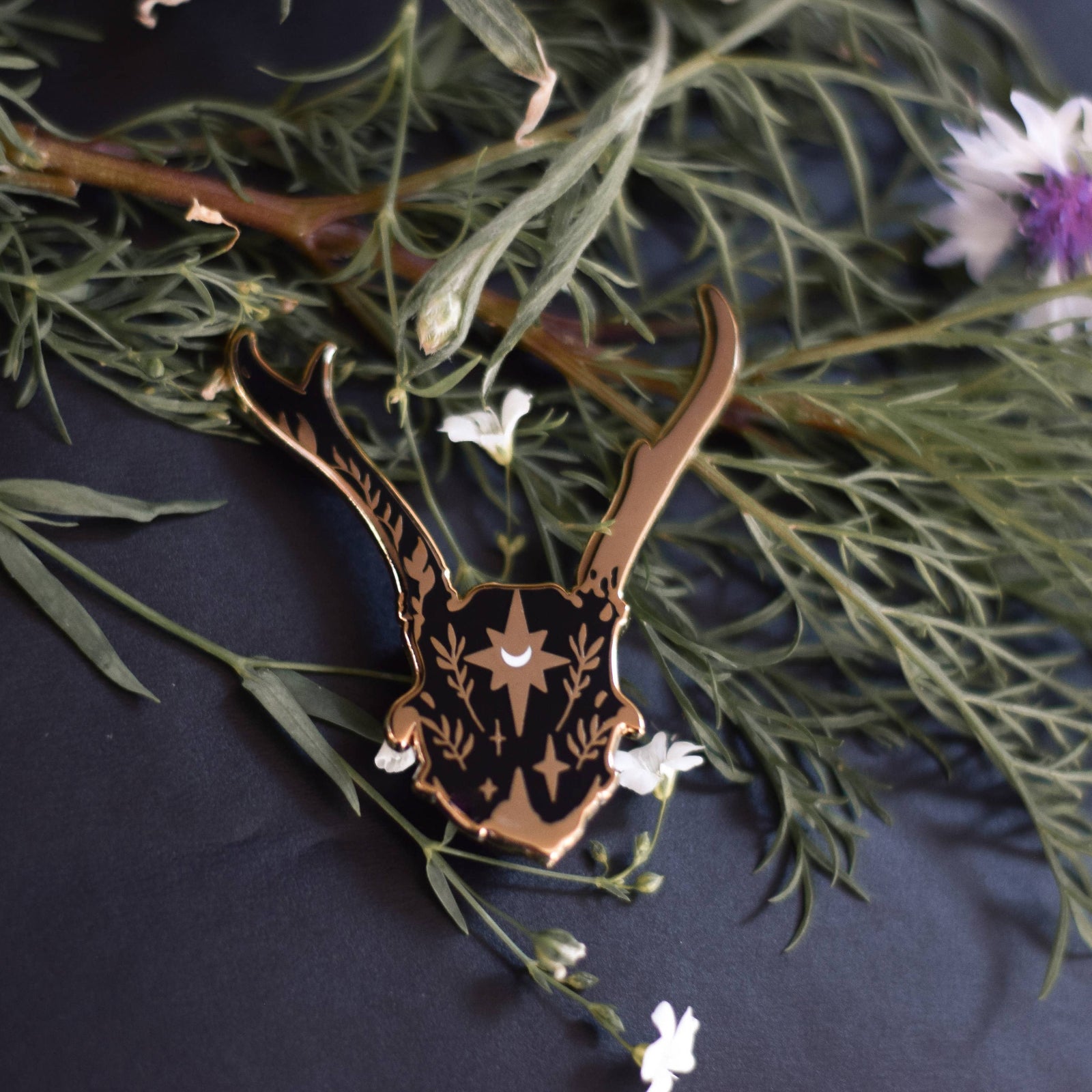Deer Skull Celestial Enamel Pin