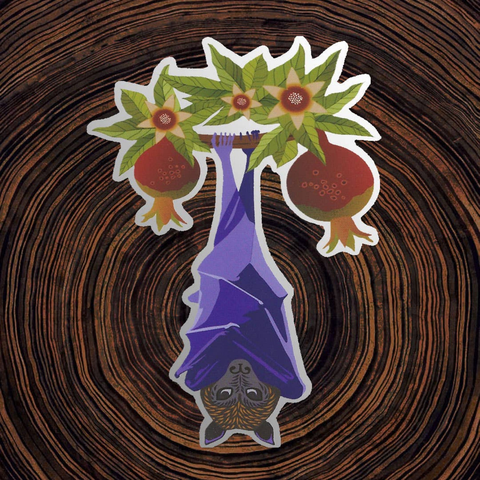 Fruit Bat Matte Mirror PVC-Free Sticker