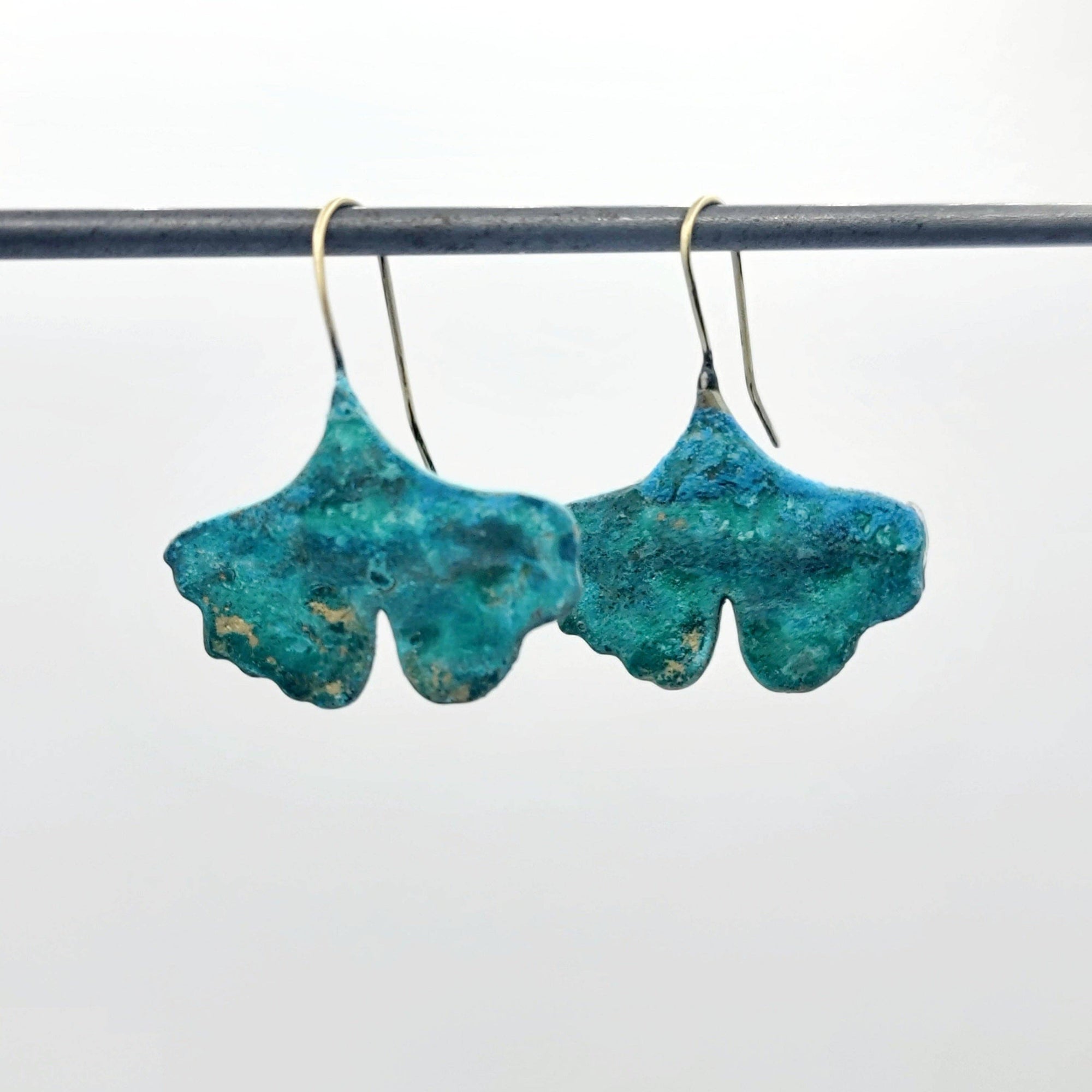 Ginkgo Leaf Sultry Summer Brass Earrings