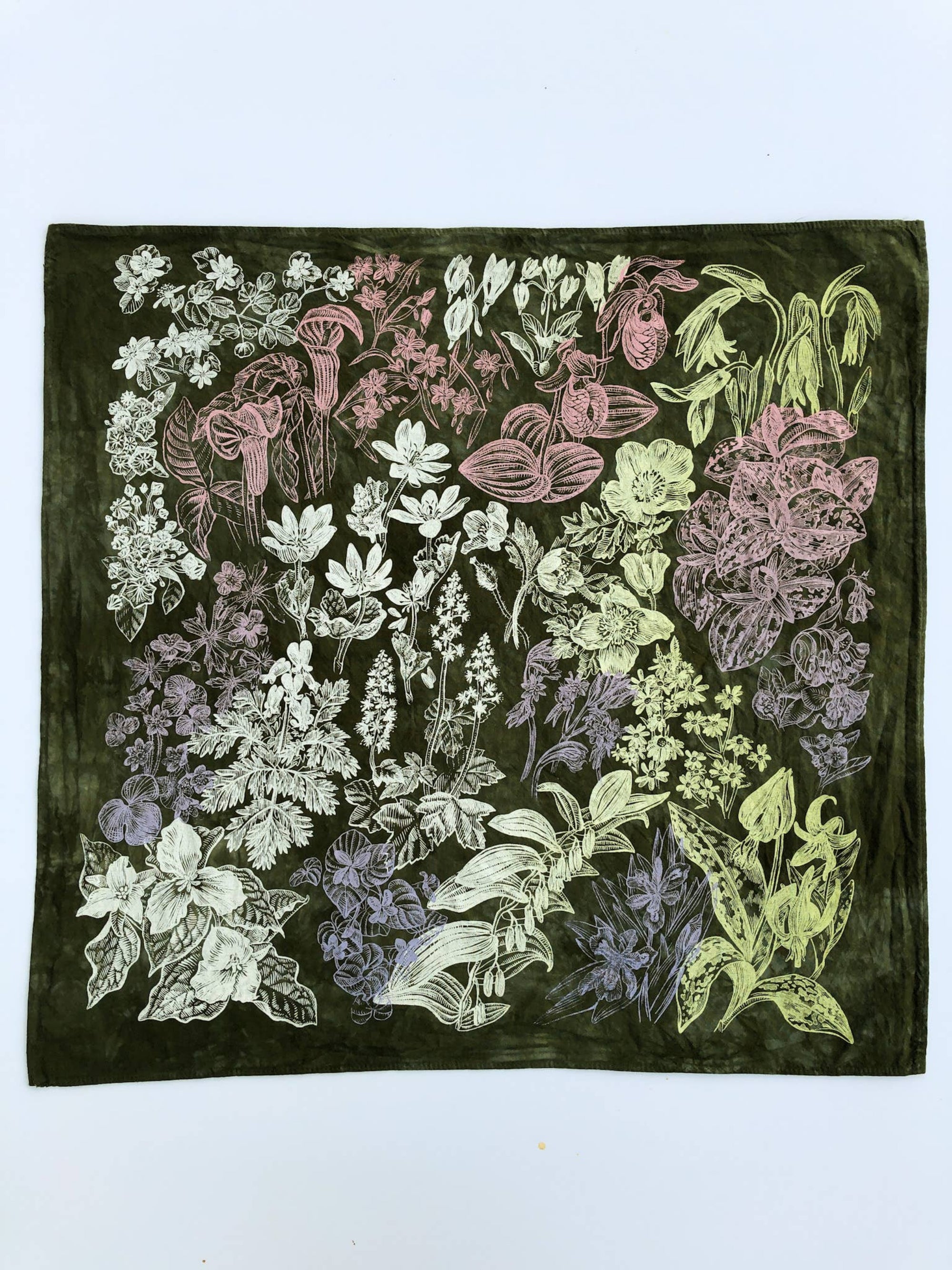 Hand Dyed Spring Wildflower Bandana