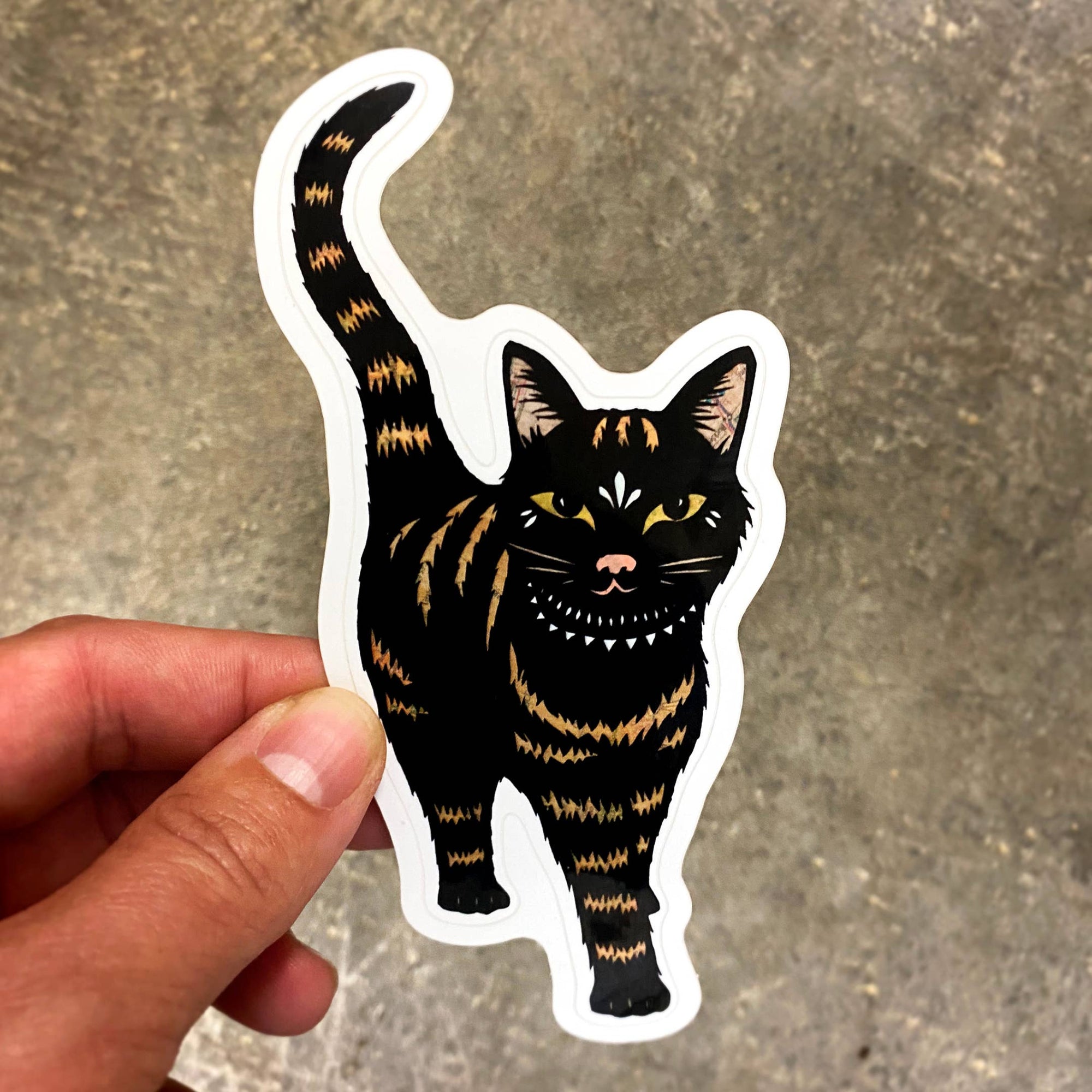 Lady of the Night Cat Glossy Vinyl Sticker