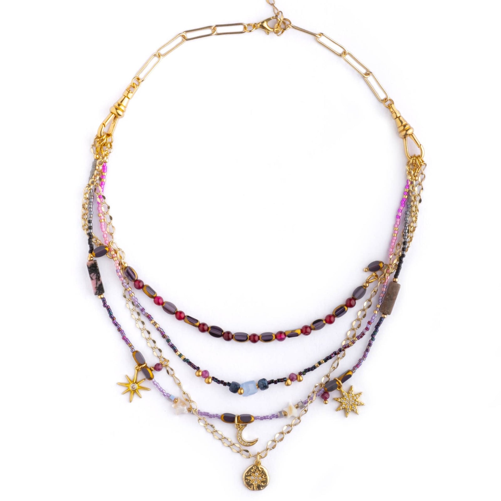 Midnight Beaded Interchangeable 4 Necklace Layering Set