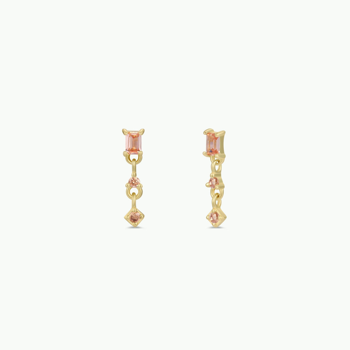 Mini Baguette Drop Earrings - Champagne