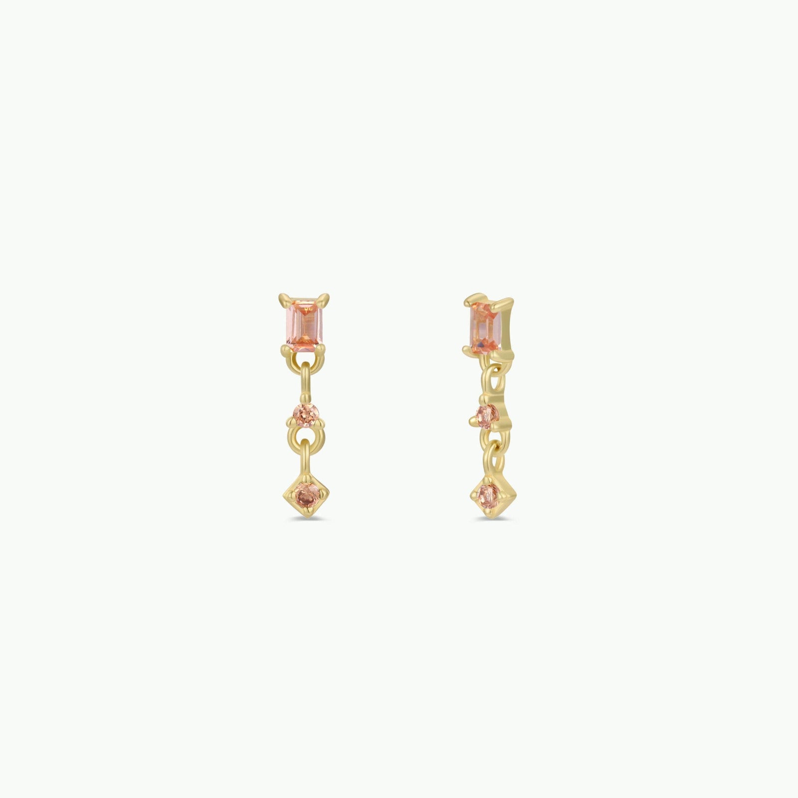 Mini Baguette Drop Earrings - Champagne