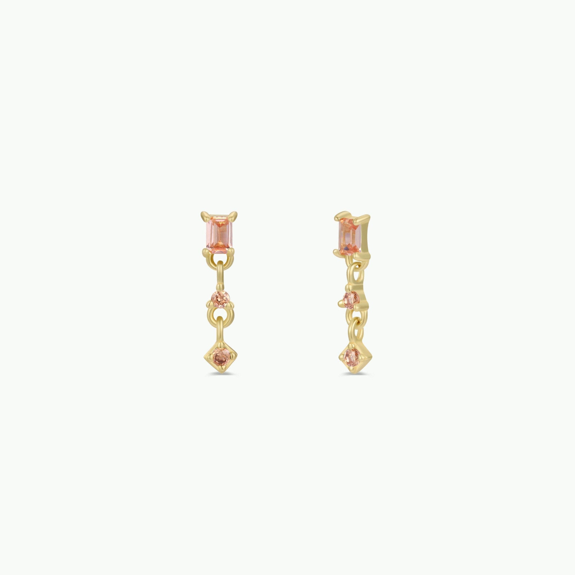 Mini Baguette Drop Earrings - Champagne