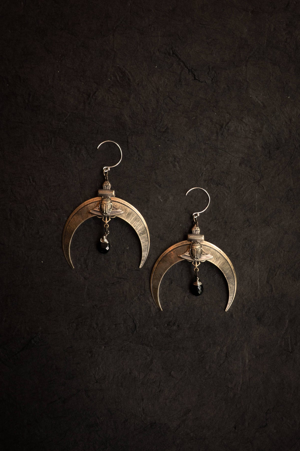 Secret Ceremony Scarab Earrings: I: Black Onyx