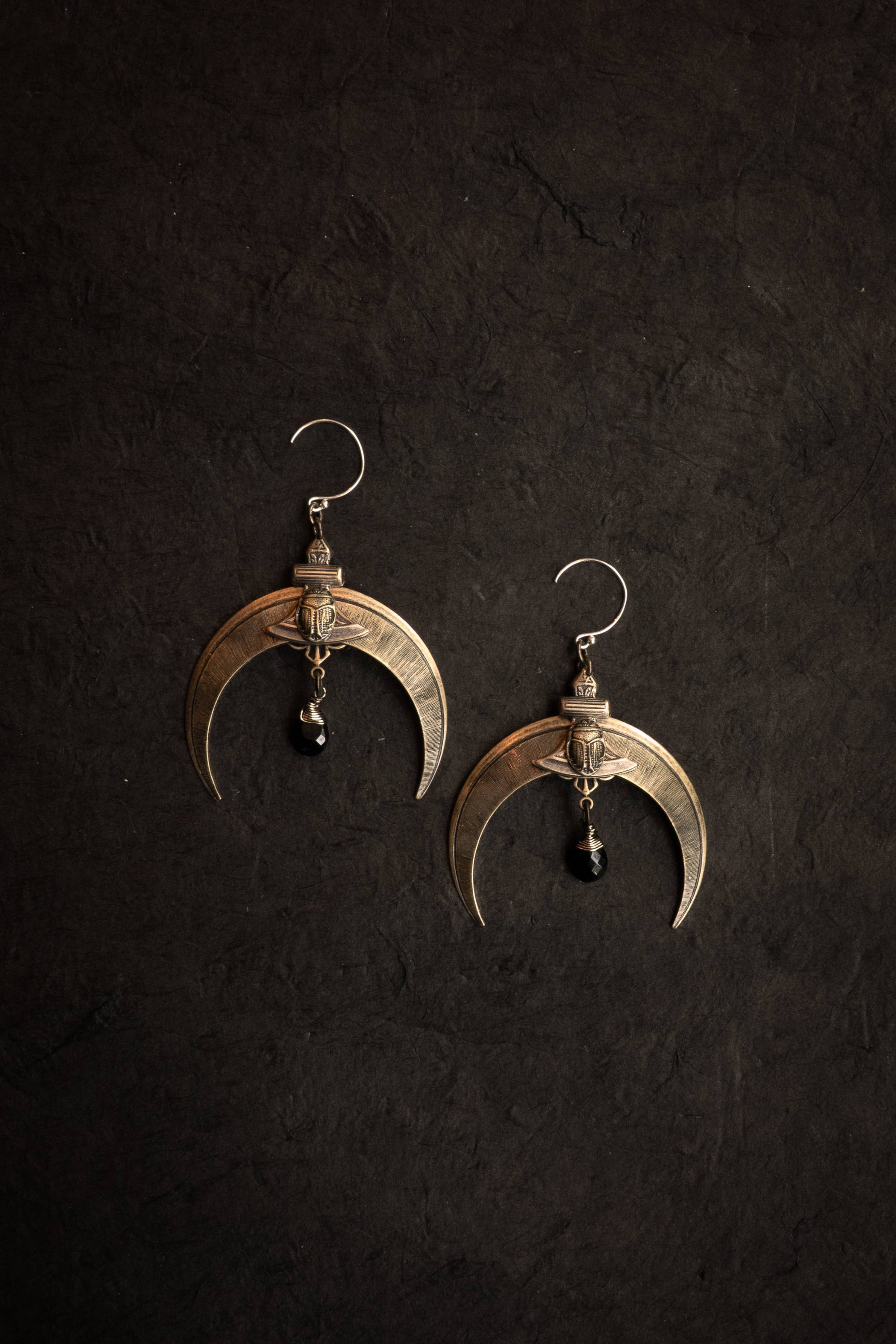 Secret Ceremony Scarab Earrings: I: Black Onyx