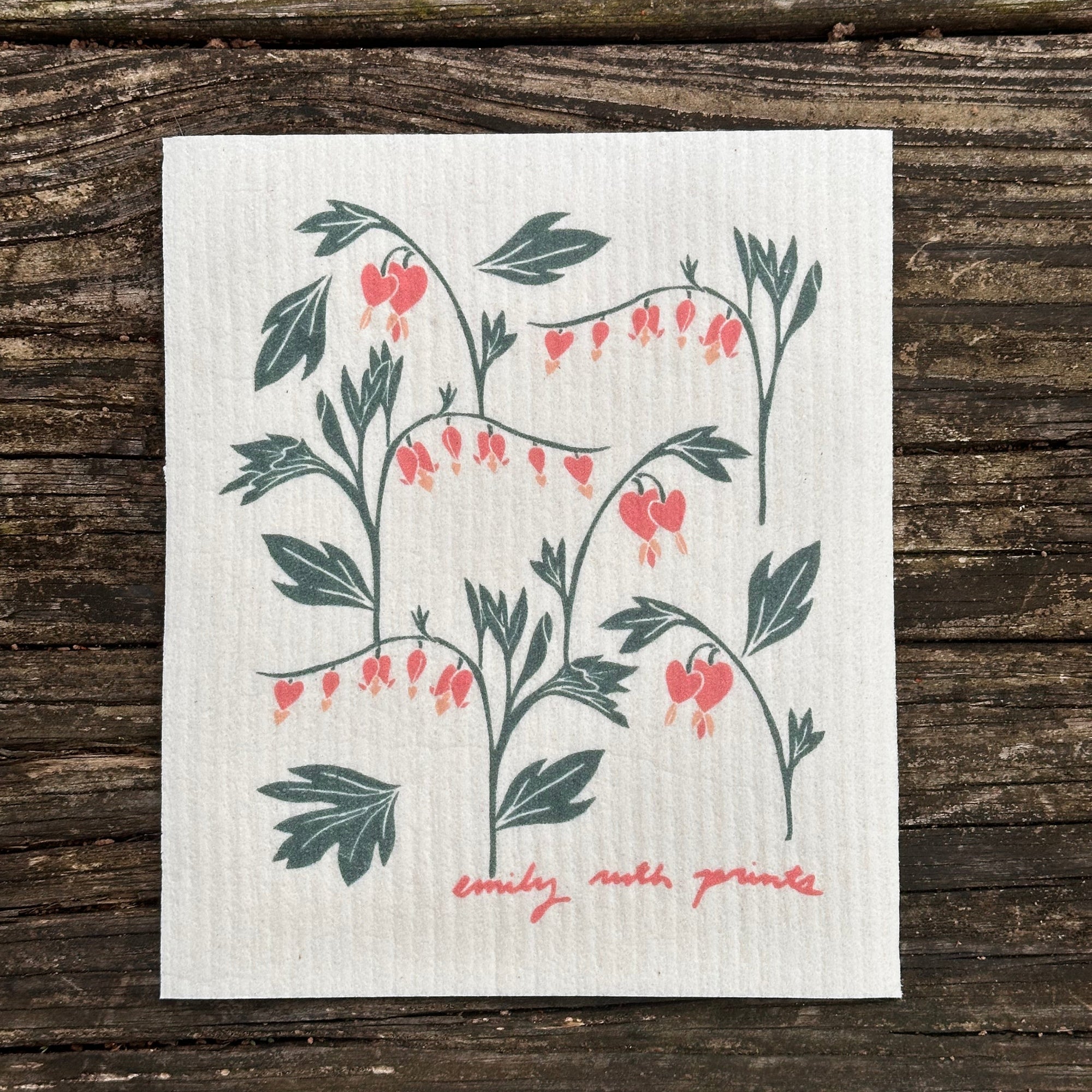 Swedish Dish Cloth: Bleeding Heart