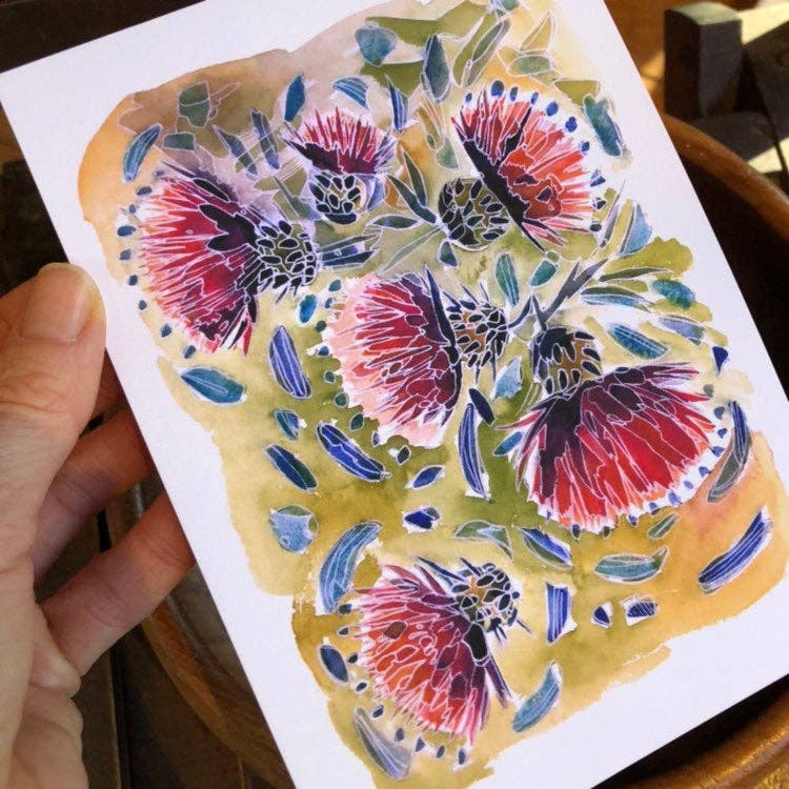 Thistle Abstract Watercolor: 8x10