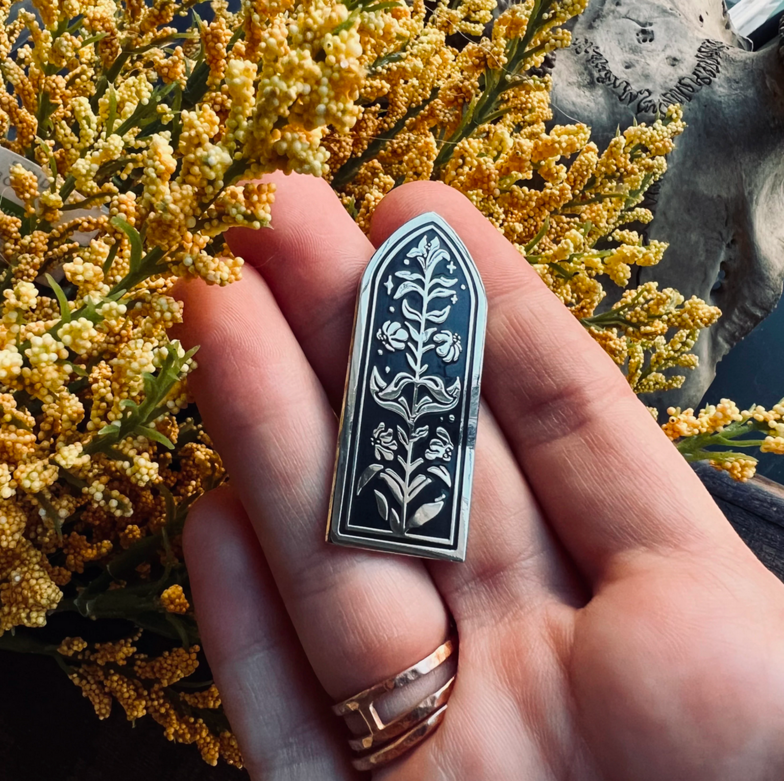 Tomb Lily Silver Enamel Pin