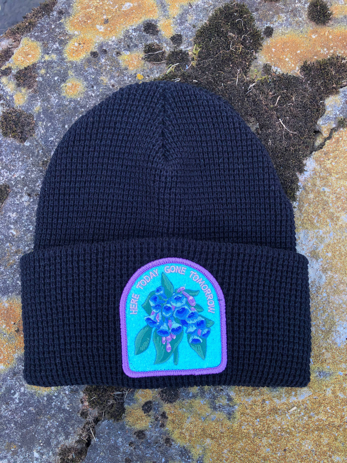 Virginia Bluebells Native Plant Patch Waffle Beanie Hat
