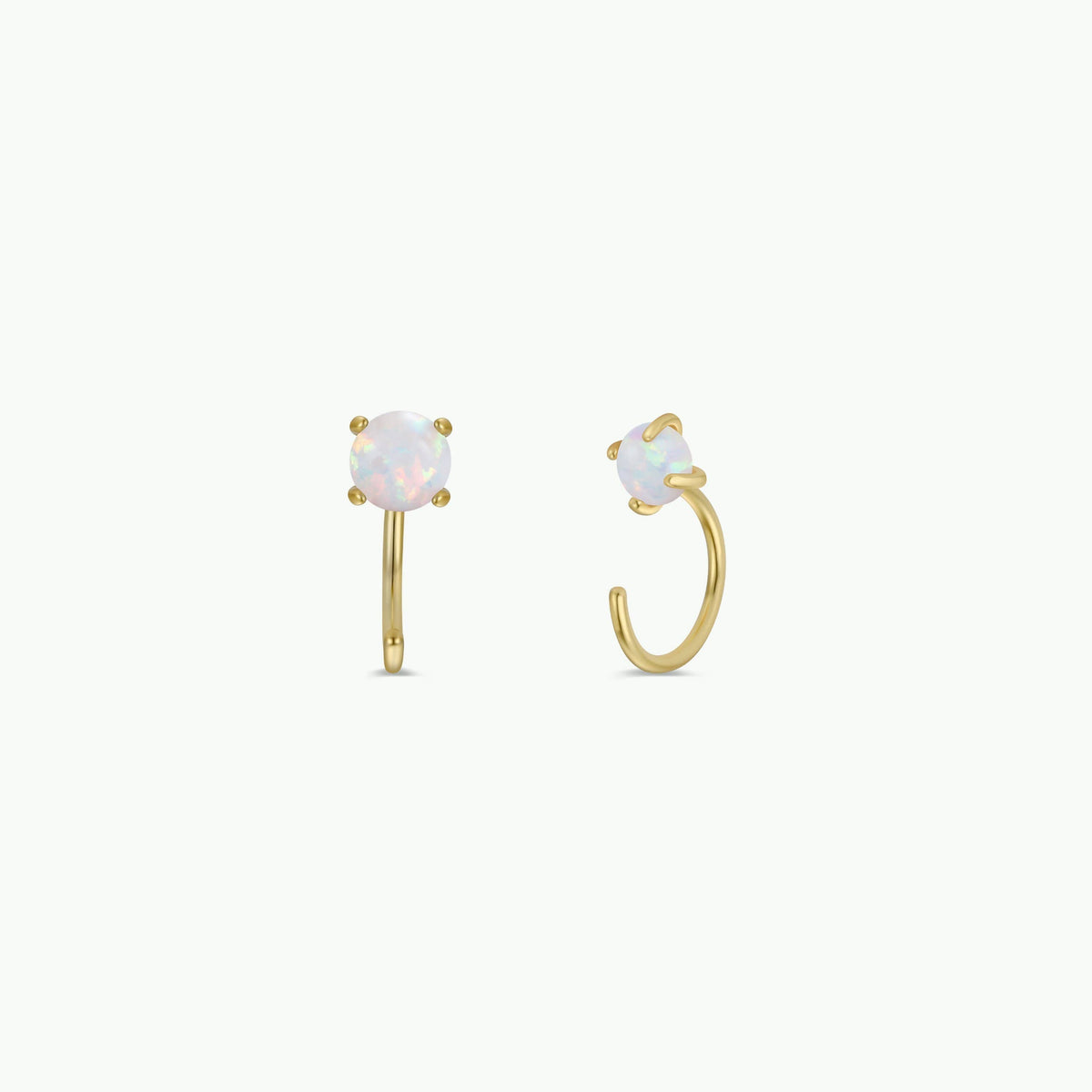 White Opal Huggie Earrings