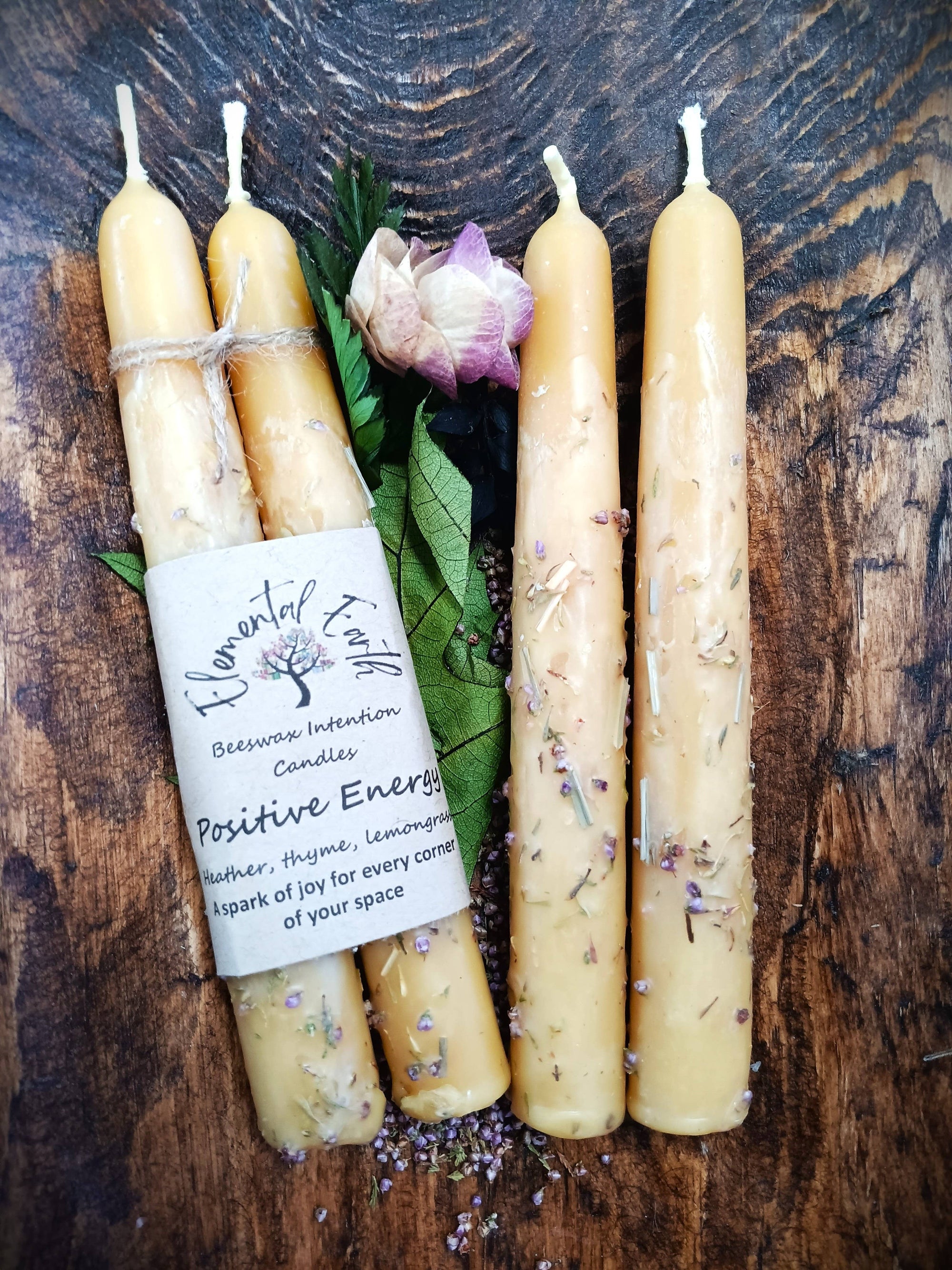 Positive Energy Beeswax Intention Candles
