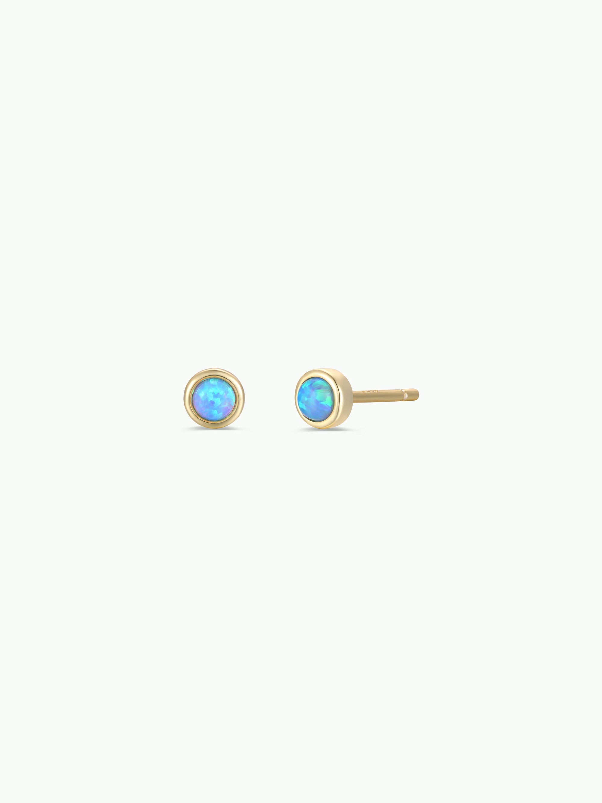 Fire Opal Simple Stud Gold Earrings