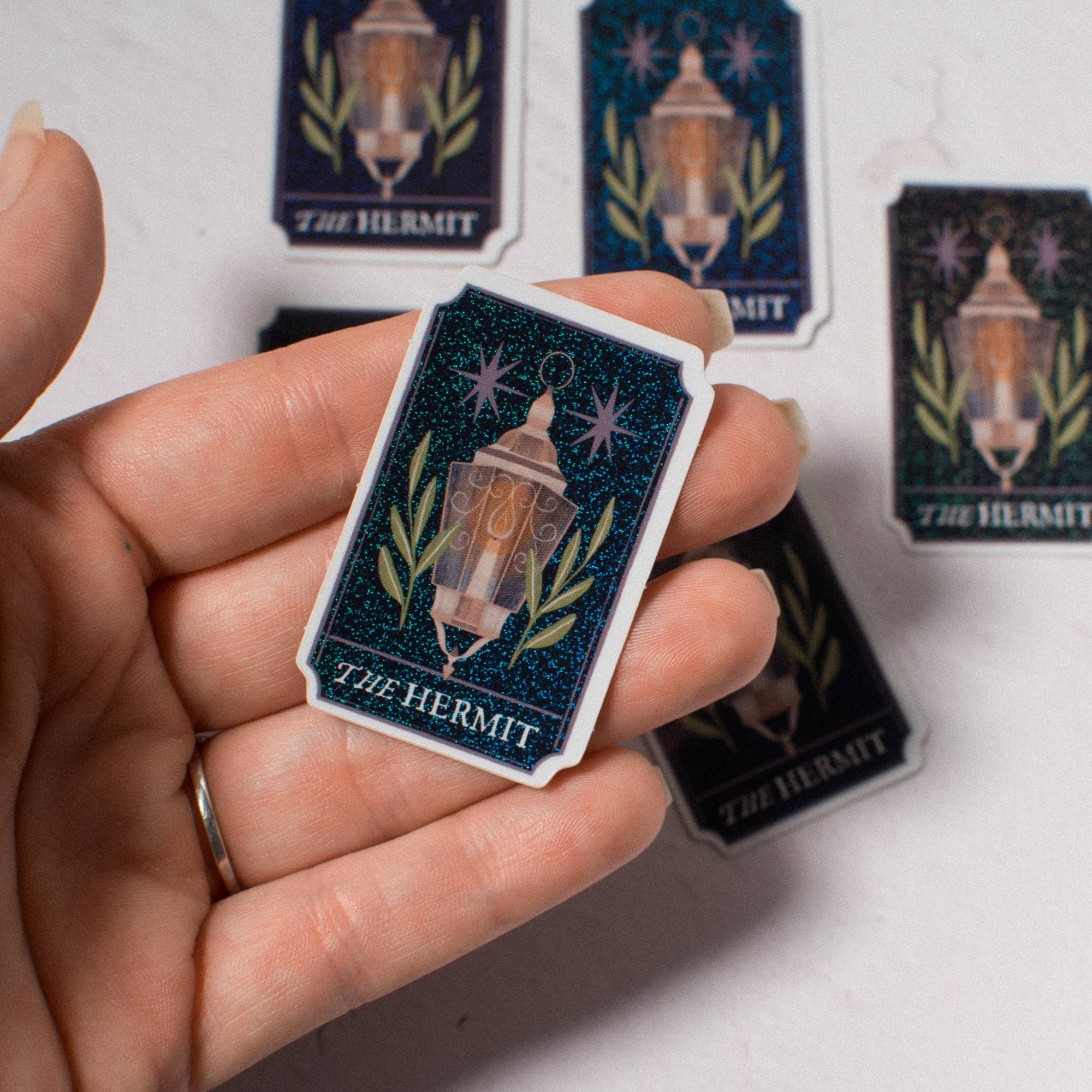 Hermit Tarot Card Vinyl Glitter Sticker