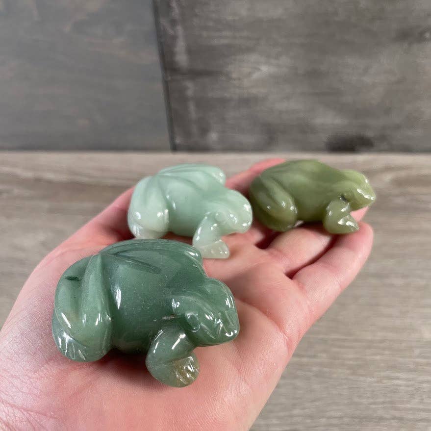 Aventurine Frog: Carved Gemstone Figurine