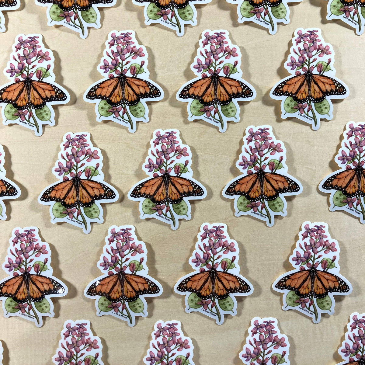 Monarch Butterfly On Honesty - Vinyl Sticker