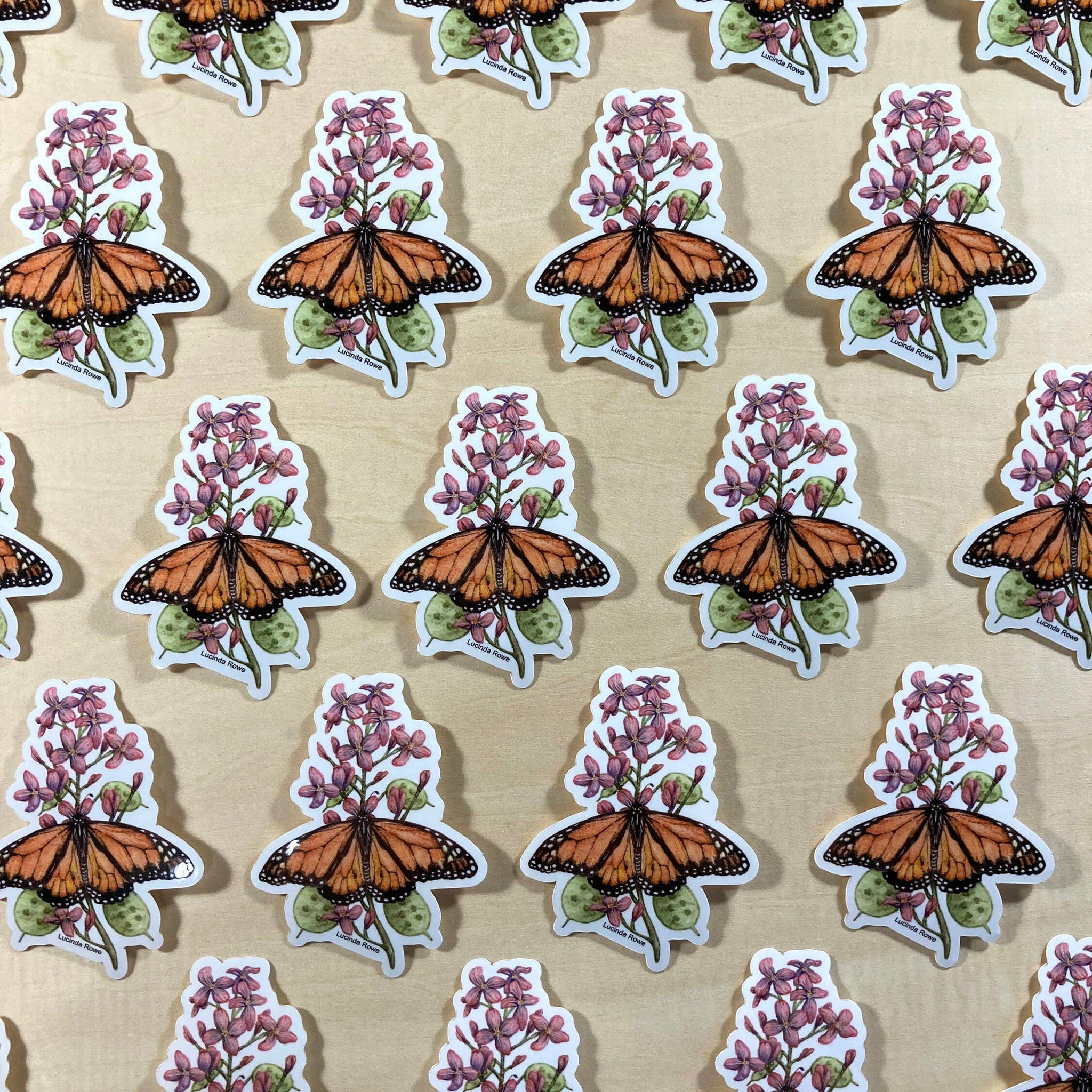 Monarch Butterfly On Honesty - Vinyl Sticker - Wild Roots Apothecary
